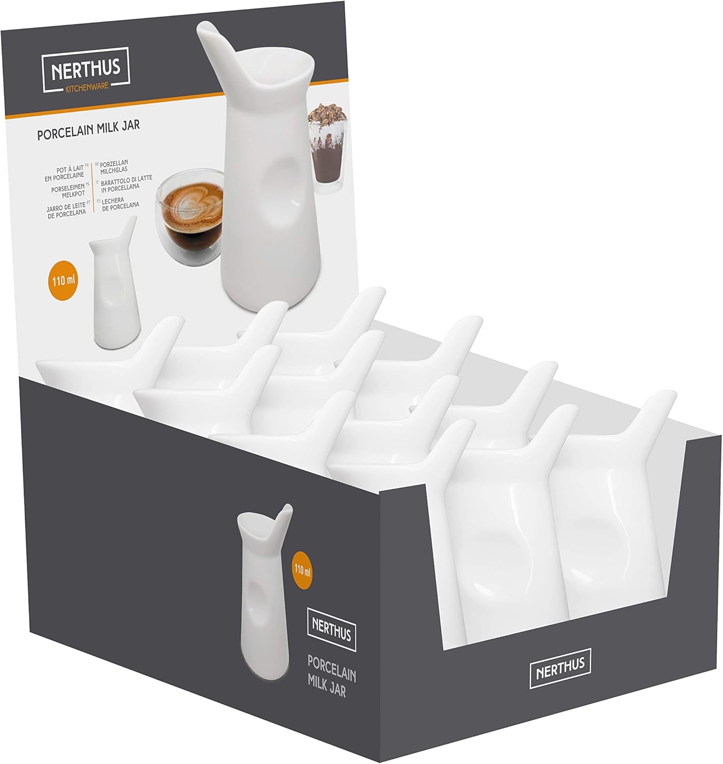 NERTHUS FIH 418 Tazza da latte in porcellana 125 ml, Originale, Bianco