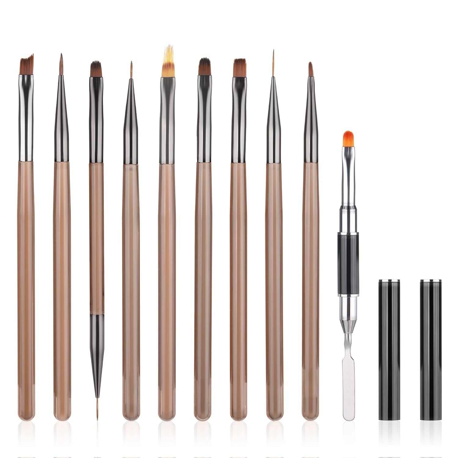 Set di 10 pinsel per nail art, pennelli per nail art Braun Pinsel per design per unghie Nageldesign Pinselfür Gelnägelfür Heimwerker Maniküre Salon Zuhause Nailpinsel Set