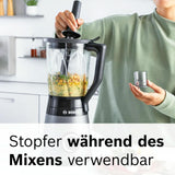 Robot da cucina Bosch Vitapower Serie 4 MMB6177S, Edelstahl-Klingen Made in Germany, bicchiere in vetro Thermosafe da 1,5 l, fiaschetta To-Go da 0,6 l, stopfer, zerkleinerer universale, 30.000 giri/min, 1200 W, Argento Kitchen Naty Shop