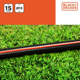 BLACK+DECKER Tubo da Giardino 15 metri - Ø13MM - PVC resistente - Irrigazione del giardino, lavaggio dell'auto, riempimento della piscina - Compatibile con qualsiasi rubinetto standard - Nero/Arancione
