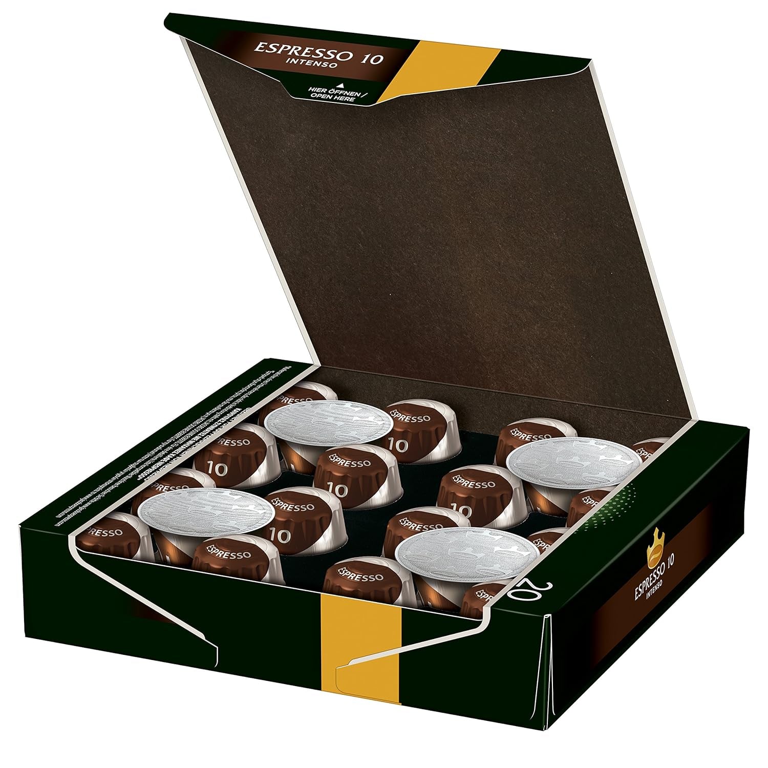 Kaffeekapseln Espresso Intenso, Intensität 10 von 12, 10 x 20 Getränke & Kaffeekapseln Krönung Crema, 200 capsule compatibili Nespresso, 10er Pack, 10 x 20 Getränke, 1040 g