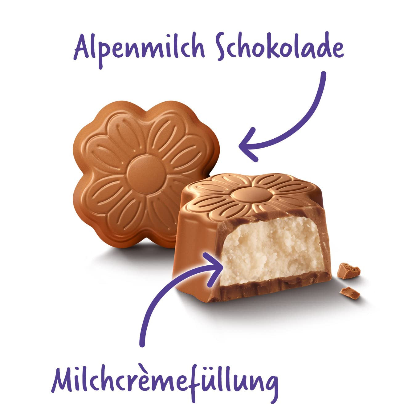 Milka Little Thank You Chocolates 12 x 44g, finissimi cioccolatini alla crema al latte ricoperti di cioccolato al latte alpino (confezione da 5)