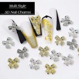30 fiocchi per unghie in metallo, fiocchi color oro argento grigio, accessori per unghie, decorazioni per unghie per donne e ragazze, design per nail art