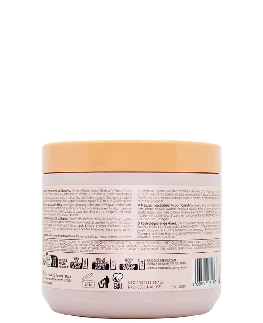Maschera ristrutturante Keratin Ice Cream. Maschera ristrutturante per capelli, 500 ml Maschera capelli Naty Shop