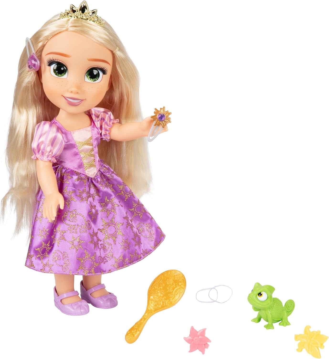 Disney Princess Rapunzel canta bambola 35 cm, canta "I See the Light", include accessori per divertirsi ancora di più, perfetta per bambine sopra i 3 anni, Purple Dolls Naty Shop