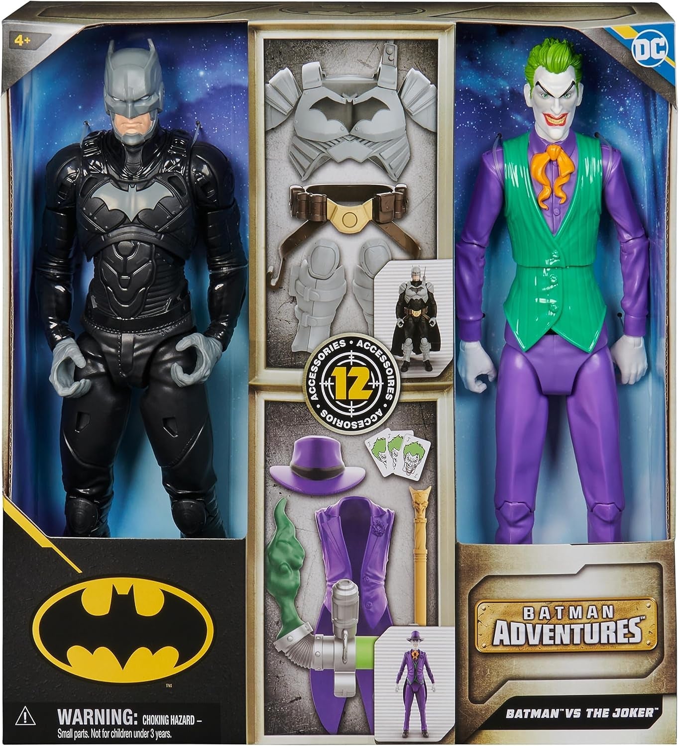 DC Batman Adventures Set Batman Vs. Joker Action Figure, 30 cm - 2 Figure Completamente Mobili con 12 Ingranaggi per Emozionanti Giochi di Ruolo, Giocattolo per 4+ Action Figure per Bambini Naty Shop