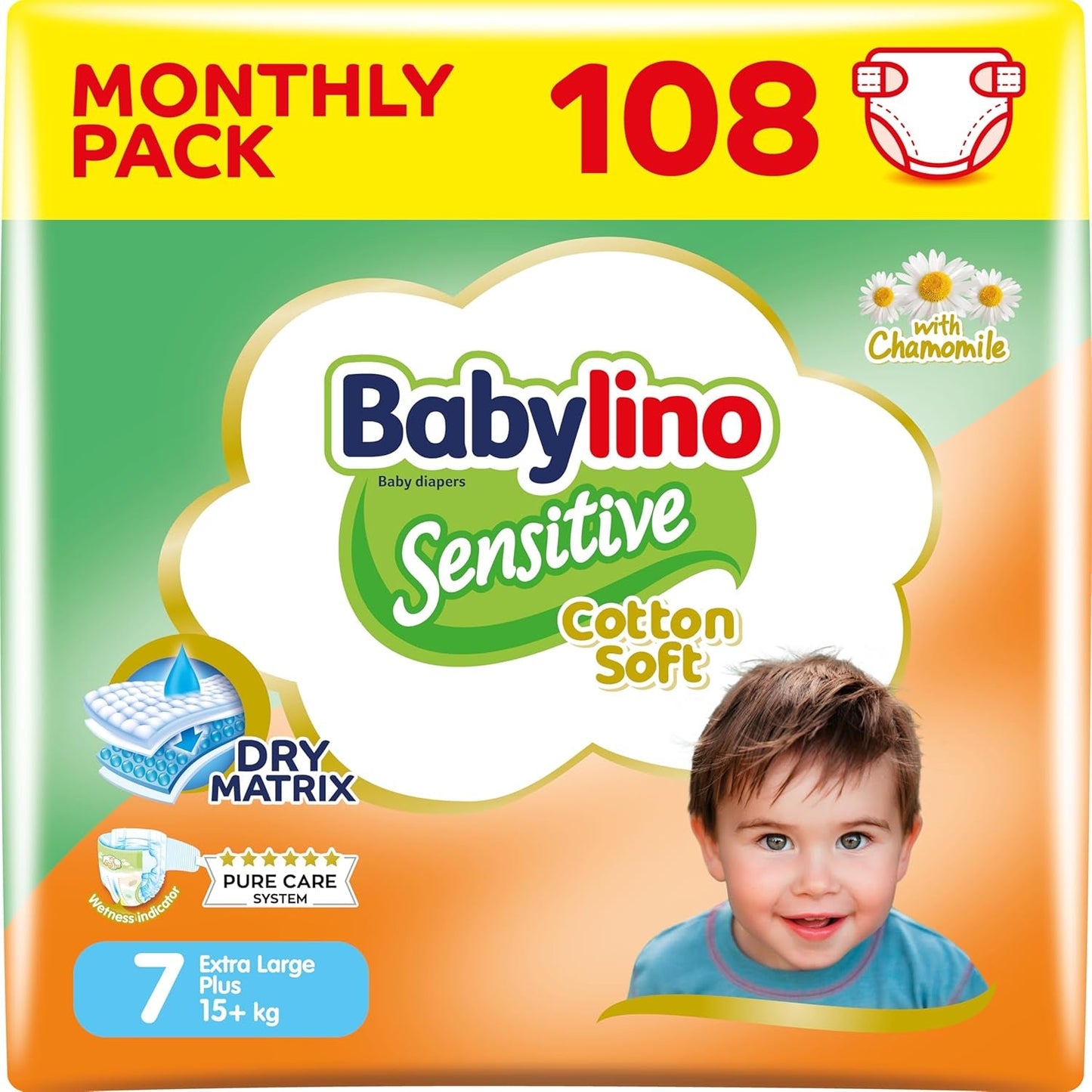 Pannolini per bambini sensibili, taglia 6, extra large (13-18 kg), 114 pannolini