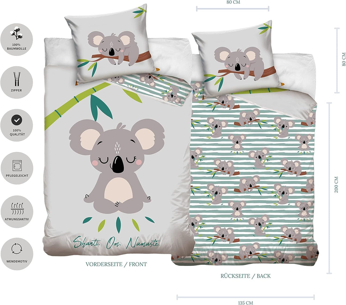 Biancheria da letto per bambini e ragazzi, unisex, Ursulet Koala, cotone Biancheria da letto - bambini Naty Shop