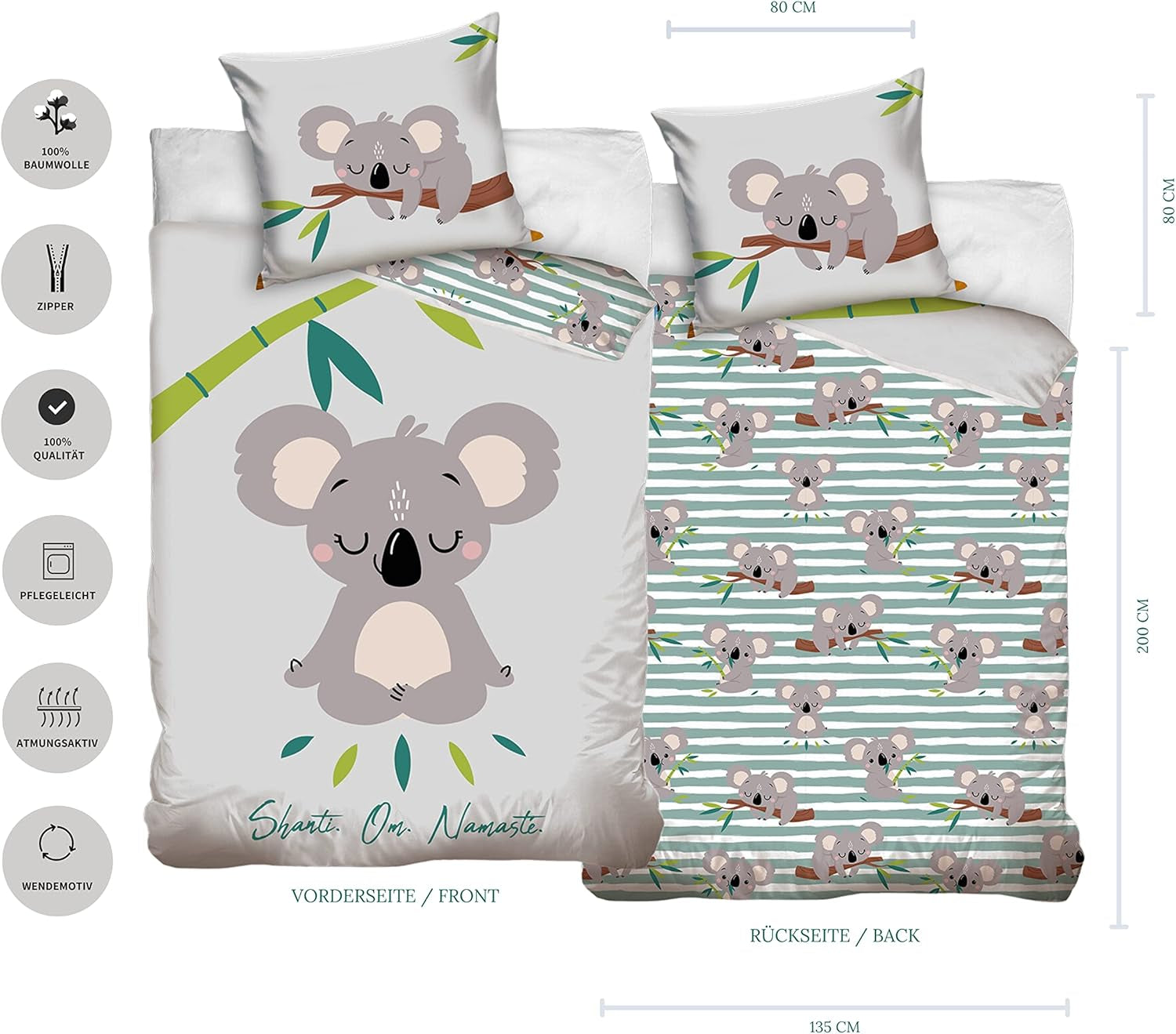 Biancheria da letto per bambini e ragazzi, unisex, Ursulet Koala, cotone Biancheria da letto - bambini Naty Shop