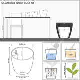 Fioriera LECHUZA Classico Colore ECO 60 Grigio Scuro | Fioriera con sistema di irrigazione e indicatore del livello dell'acqua | Realizzato in plastica riciclata al 100% | Finitura opaca | Ø 60 x 55,5 cm | 18955