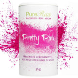 Pretty Pink Colore naturale naturale Pulver Rosa (Roh Vegan) Pastel Rose Bis Intensiv Rosa-Rot - Essbare Farbe Für Lebensmittel Aus Früchten und Gemüse - Colorante alimentare naturale | Pureraw 5G Naty Shop 50 G (confezione 1Er) Rosa