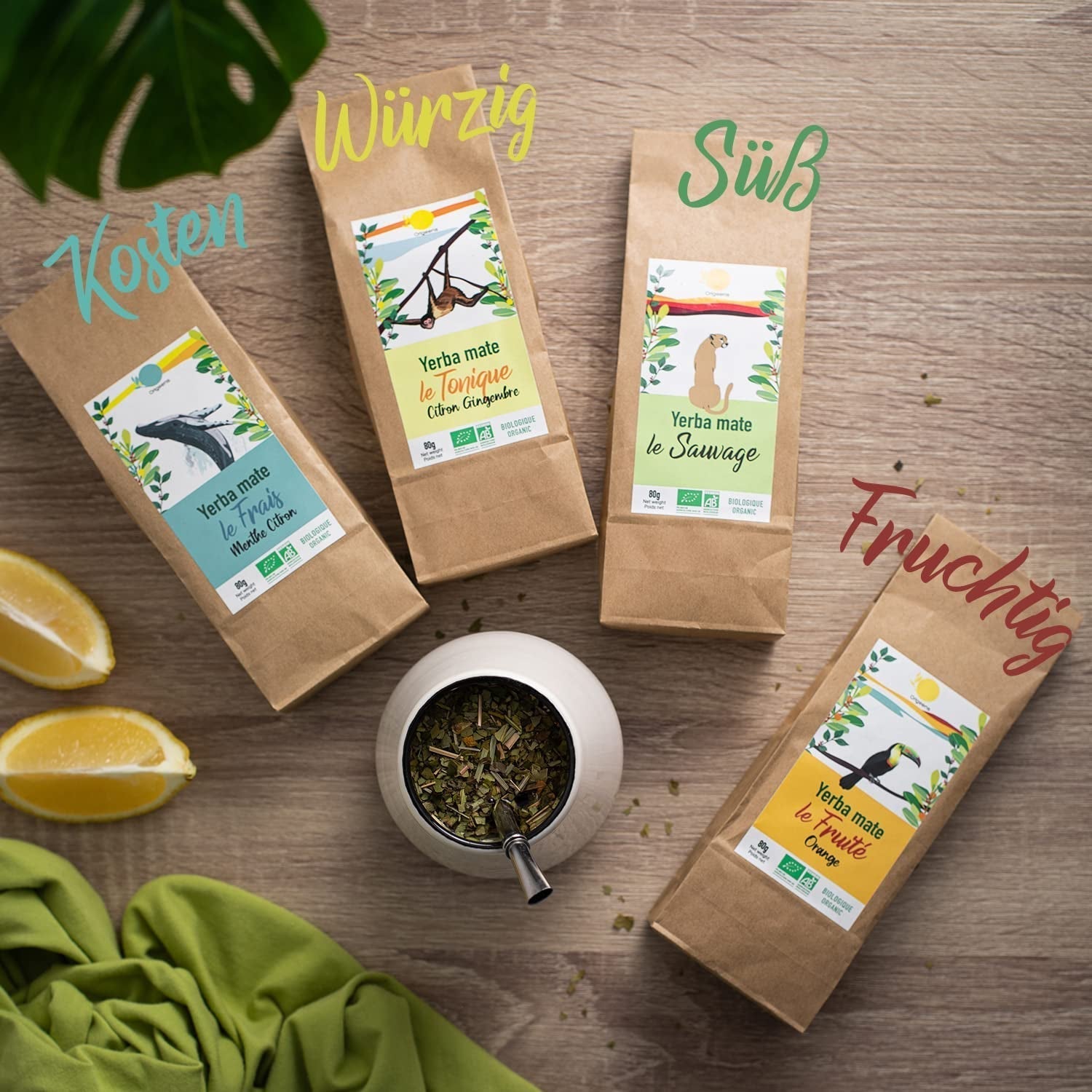 SET REGALO TÈ ORIGEENS BIO MATE X4 I Yerba Mate Bio 4X80G I Set da tè Yerba Mate, idea regalo