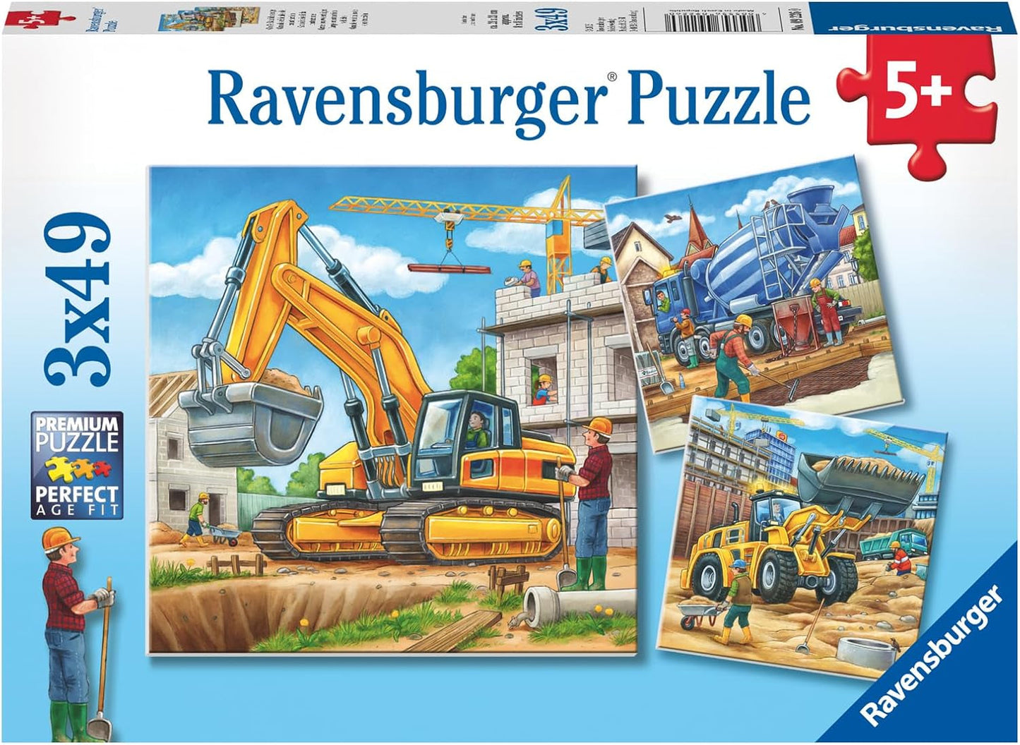 Ravensburger Puzzle per Bambini - 09226 Veicoli da Costruzione Grandi - Puzzle per Bambini 5+ 3X49 Pezzi Puzzle Naty Shop Titolo predefinito
