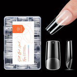 Modelones Nail Tips 216 pezzi - Set di punte per unghie a copertura totale, Set di punte in gel morbido, Punte per unghie in resina PMMA pre-lucidatura, Colla fai-da-te su unghie artificiali, Mandorle corte XS