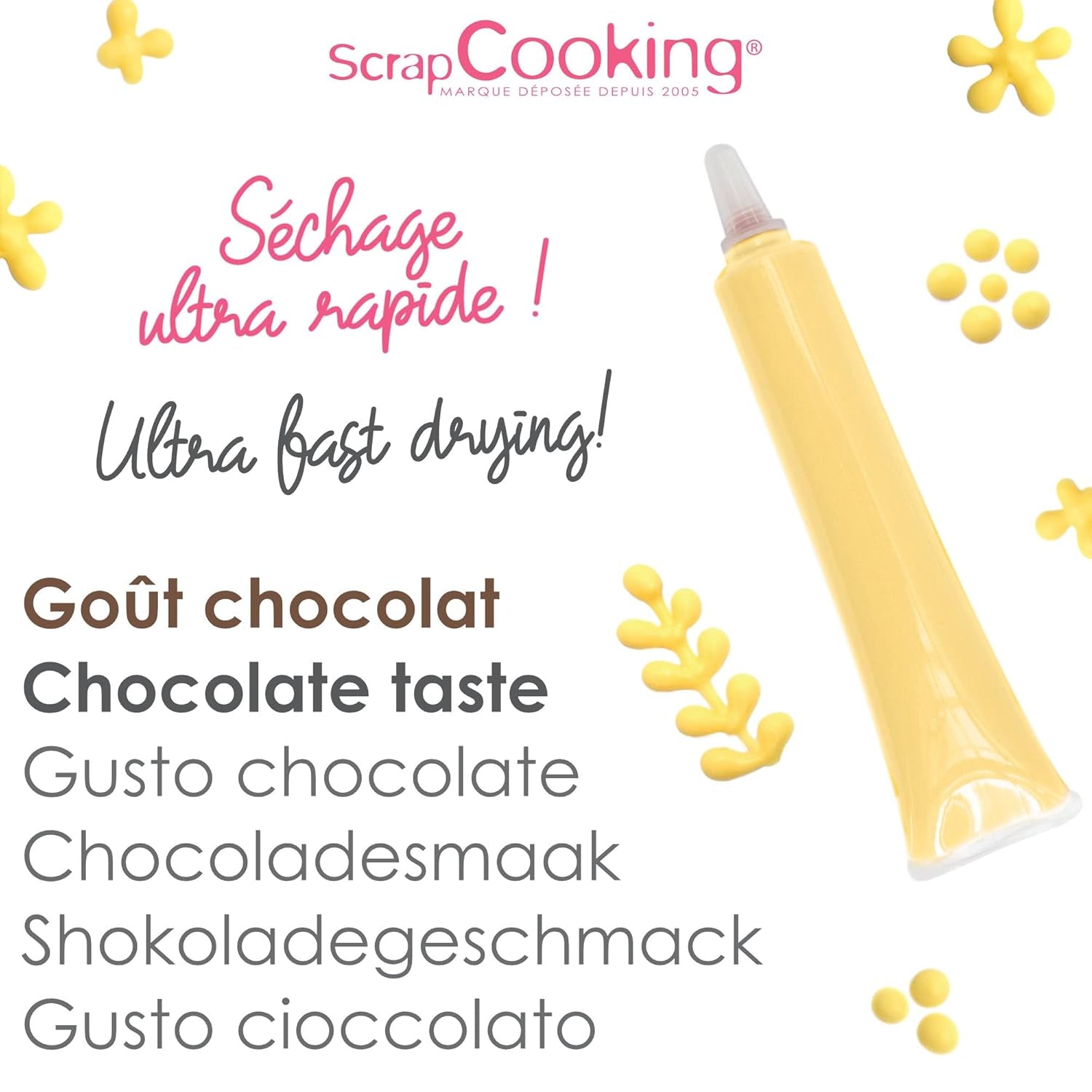 Scrapcooking - Penna di zucchero giallo pastello - Zucchero giallo da scrittura 25g - Penna di zucchero commestibile decorativa - Scrittura e disegno - Etichettatura di fondente, glassa, torte - 6804