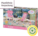 BABY Born 832790 Weekend Fishing - Set di accessori per bambola da pesca con lettino con stampa vivace, tavolino, bicchiere, cestino, anatroccoli e canna da pesca e maglietta lunga rosa, Rosa