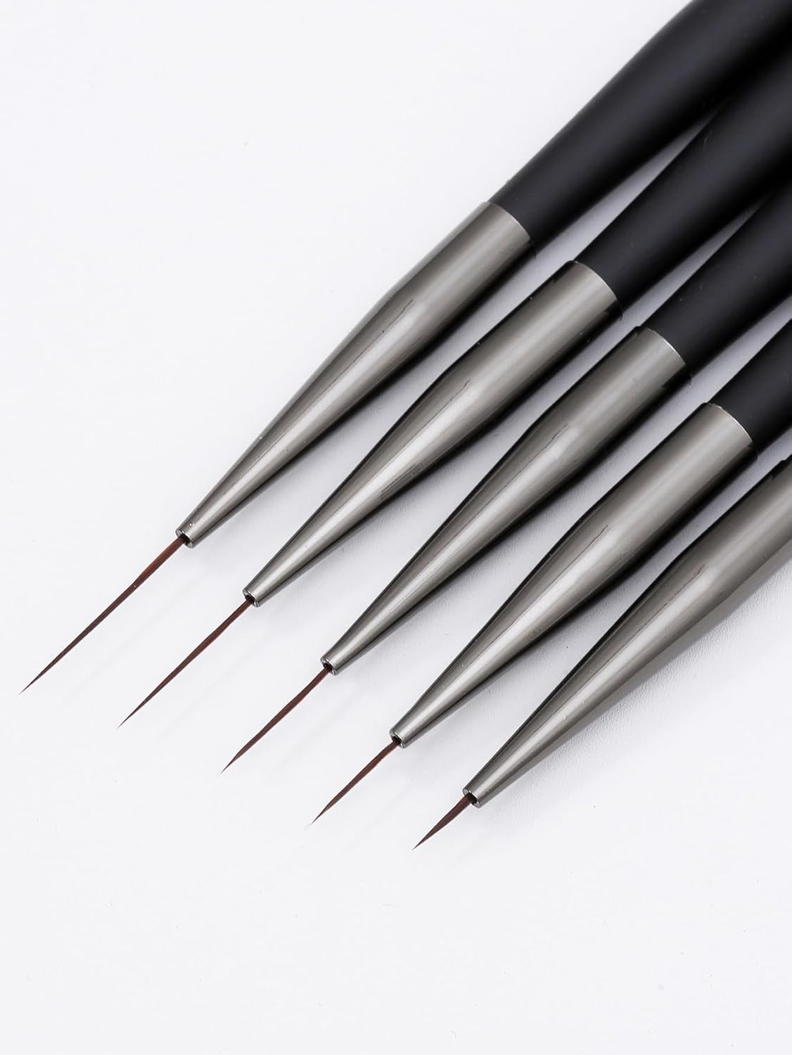 Nagelkunst-Pinsel, 5 Stück, Nailart-Pinsel, Punktierstift-Werkzeuge, Malkunst-Design-Pinsel-Set Für Lange Linien, Dünne Details, Feine Zeichnungsgrößen 7/9/11/15/22 Mm, Nero