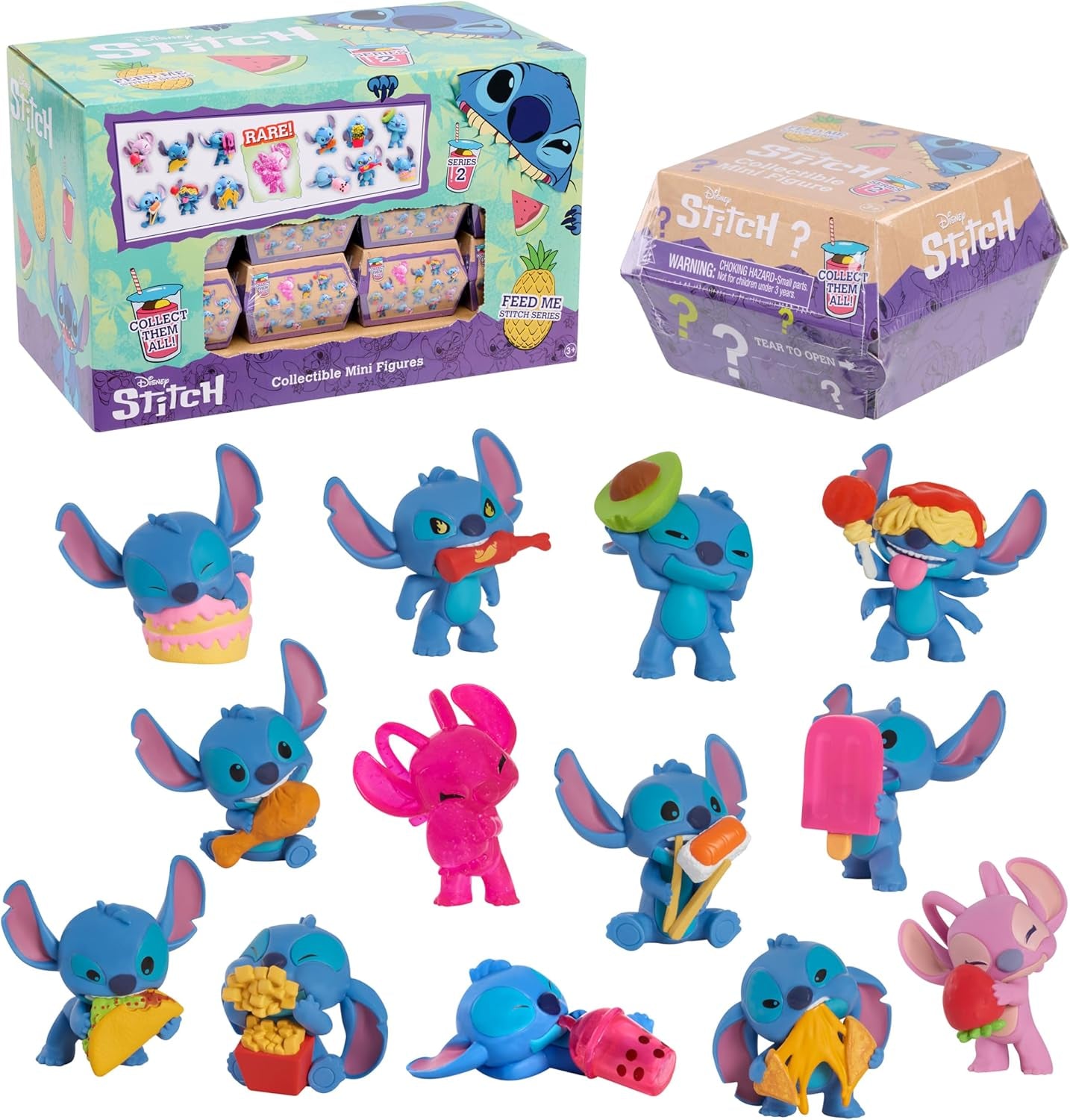 Just Play Disney Stitch Minifigure da collezione Confezione a sorpresa 5 cm Grandi figure da collezione Gli stili possono variare Giocattoli per bambini 3+ Action Figure Naty Shop Single