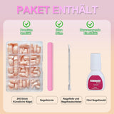 Set Unghie Finte - 240 Pezzi Unghie Corte Quadrate Modello In Gel Morbido Nude Sfumatura Bianca Colla Naturale Finta Su Unghie Finte Per Donne Fai Da Te (Nude Gradient, 240X)
