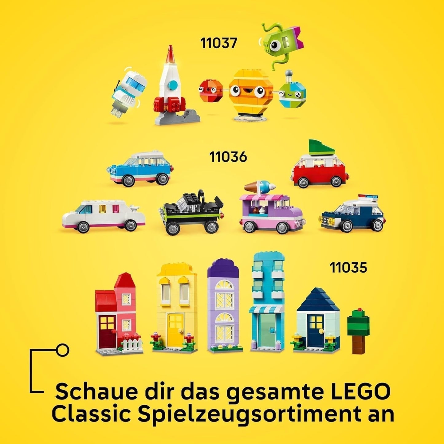 Animali creativi LEGO Classic, scatola con mattoncini colorati, costruisci figurine di animali in mattoncini come cane, gatto, coniglio, criceto e uccello, giocattolo da costruzione per ragazzi e ragazze a partire da 5 anni 11034 Set da costruzione Besuche den LEGO-Store