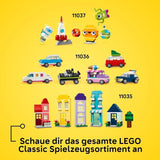 Animali creativi LEGO Classic, scatola con mattoncini colorati, costruisci figurine di animali in mattoncini come cane, gatto, coniglio, criceto e uccello, giocattolo da costruzione per ragazzi e ragazze a partire da 5 anni 11034 Set da costruzione Besuche den LEGO-Store