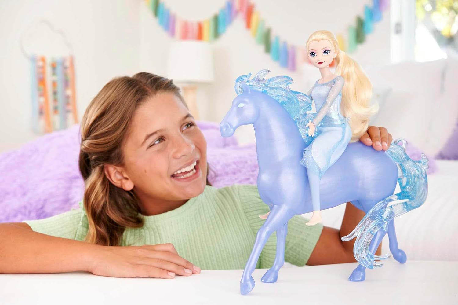 Mattel DISNEY Frozen Elsa e Nokk - Bambola Elsa articolata, maestosa figura acquatica di Nokk, ispirata al secondo film, per bambini dai 3 anni in su, HLW58