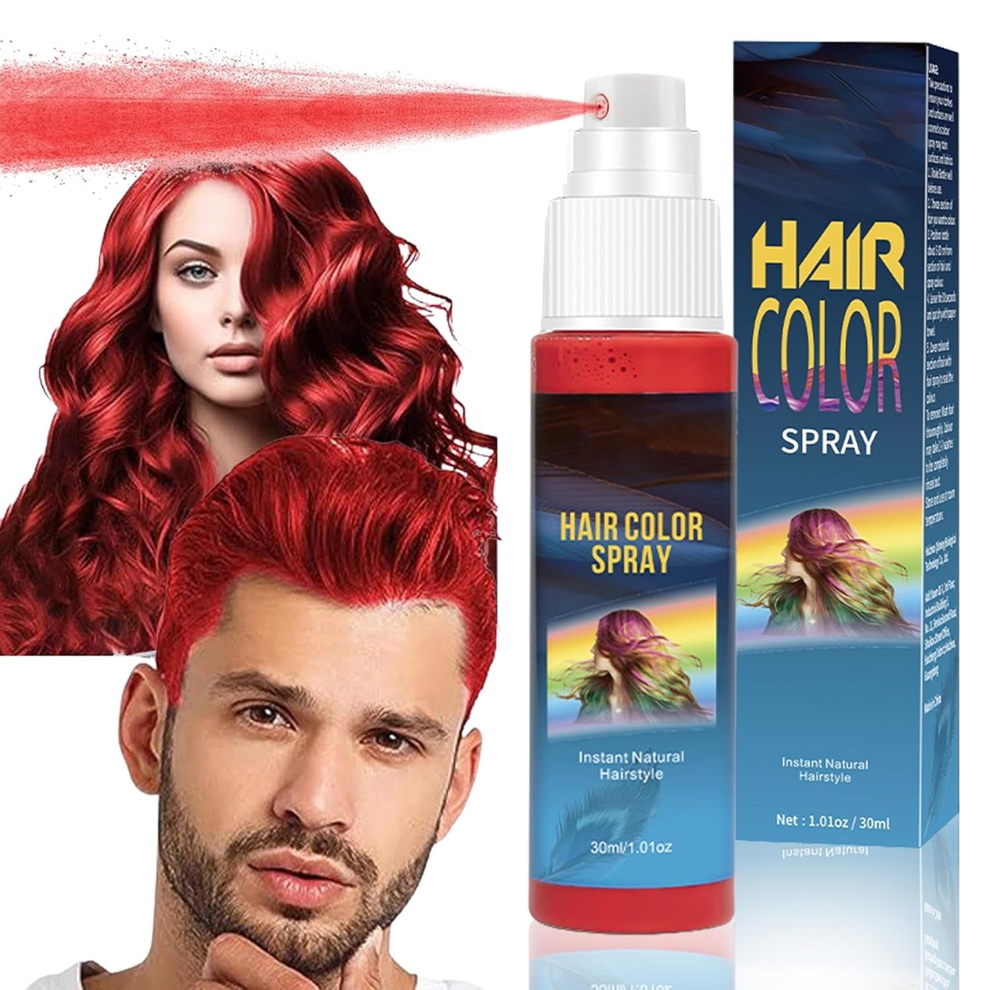 Tintura Per Capelli - Spray Colorante Per Capelli Verde Temporaneo Da 30 ml, Tintura Per Capelli Naturale Spray Colorante Per Capelli Temporaneo, Tintura Per Capelli Lavabile Per Feste Cosplay Halloween (Verde) Tintura Per Capelli Naty Shop Rosso