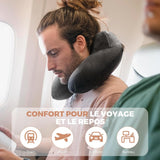 Cuscino da viaggio gonfiabile, cuscino da viaggio con maschera per dormire + tappi per le orecchie + borsa per il trasporto, super leggero e portatile, ideale per aereo, auto, casa, ufficio, cuscini da viaggio neri Naty Shop