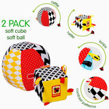 magdum 2 set gioco baby cube + palla in stoffa - gioco motricità da 1 anno - gioco per bambini 6 mesi - gioco montessori - gioco educativo 1 anno - regalo per bambini - palla per bambini - cubo per bambini - regali per bambini Giocattoli Bebe Naty Shop