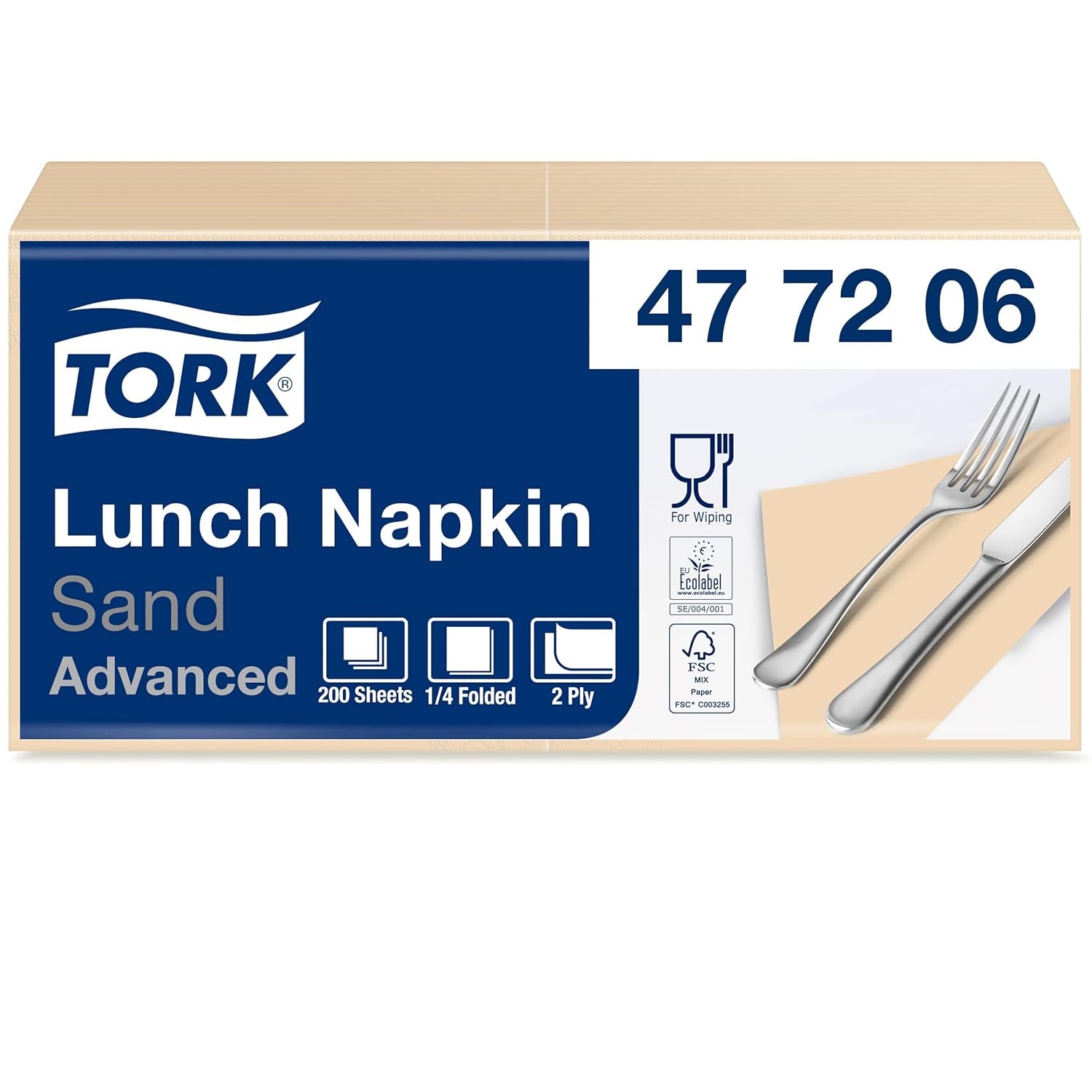 Tork 477840 Tovaglioli pranzo color lime / Tovaglioli a 2 veli per piccoli pasti o snack / Qualità avanzata / Tovaglioli di carta 10 X 200 (2000) / 32,6 X 33 cm (L X P) / Piega 1/4