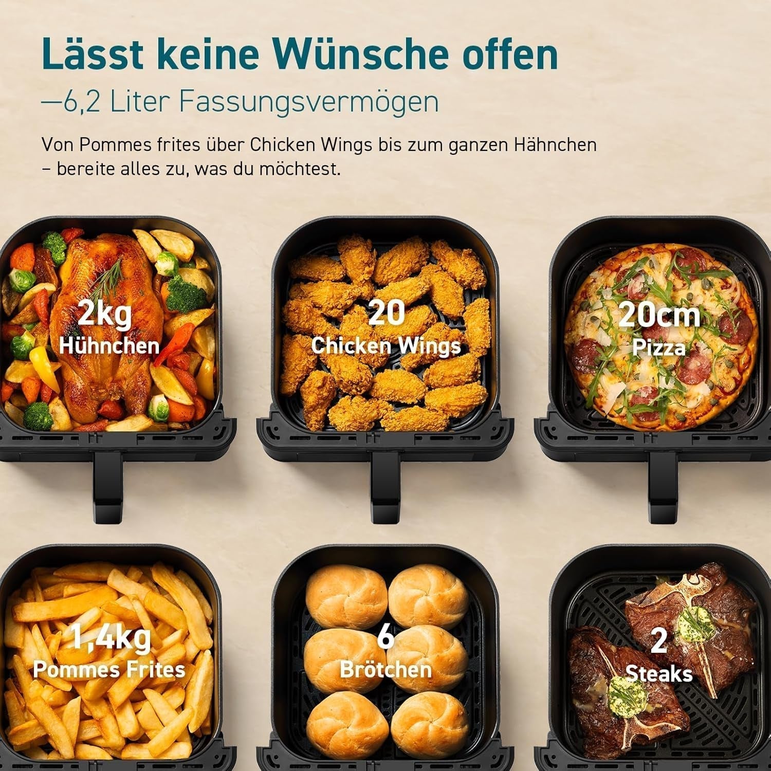 COSORI Friggitrice ad Aria Calda Airfryer, Friggitrice ad Aria XXL 12 in 1 da 6,2 L, Friggitrice ad Aria Calda con Finestra di Visualizzazione e Promemoria di Mescolamento, 80 Ricette Elettrodomestici Naty Shop