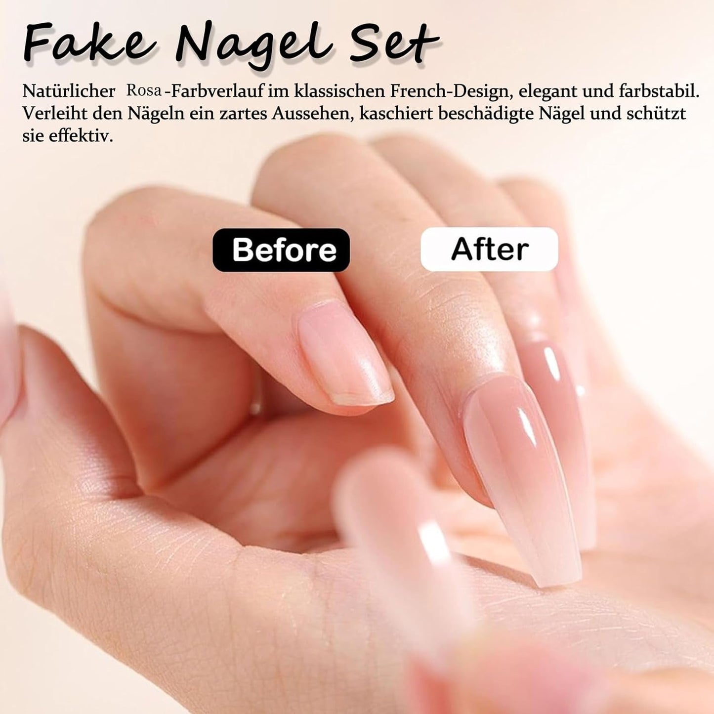 Set unghie finte ballerina - 240 pezzi di delicato rosa lilla per unghie finte, colla a copertura totale su unghie finte, set di punte per unghie finte per manicure e nail art per donne e ragazze (rosa lavanda)