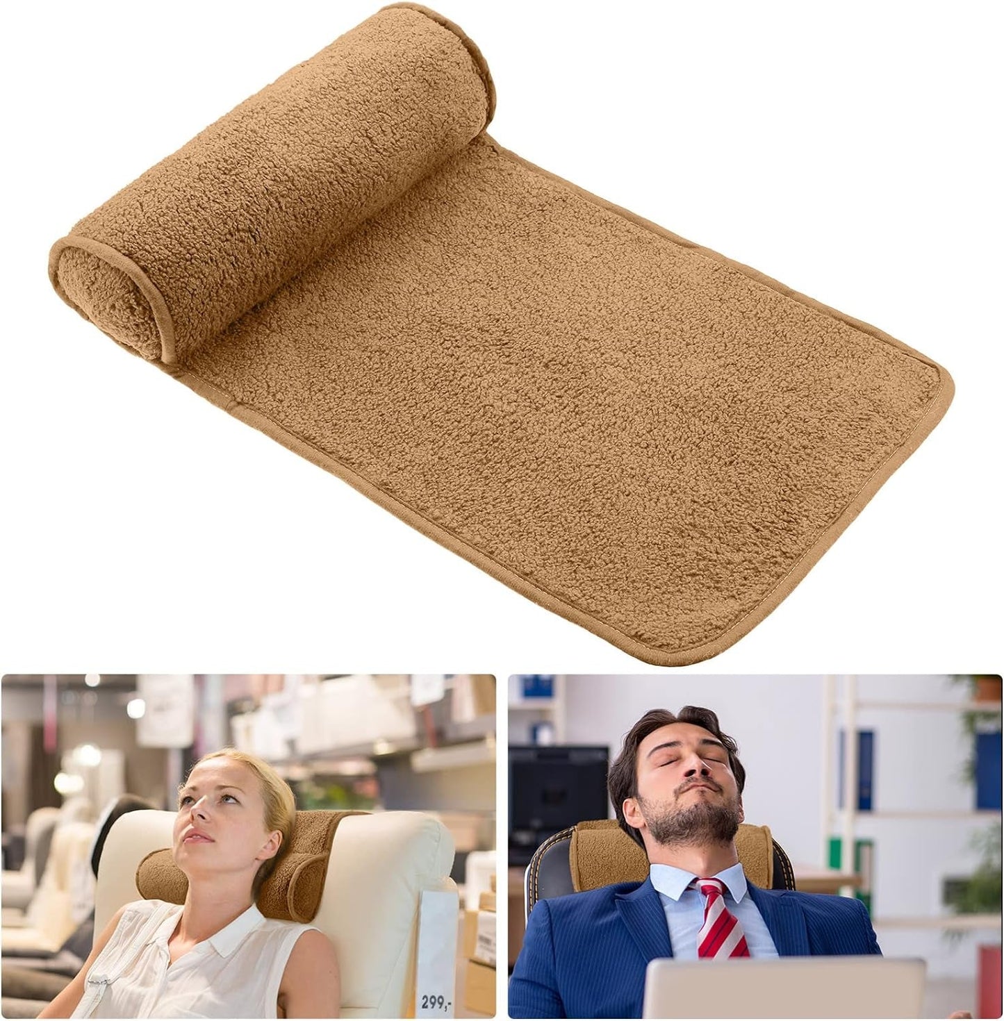 Cuscino per il collo per chaise lounge Cuscino per la testa in peluche Cuscino regolabile per il collo Cuscino per il collo del divano in pile antiscivolo per la casa da viaggio Chaise lounge Divano Poltrona (Nero)