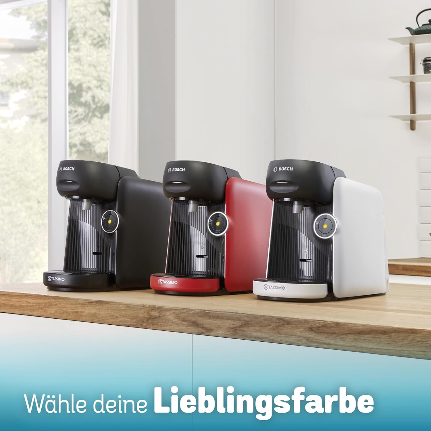 Macchina per caffè espresso a capsule Bosch Tassimo finesse TAS162E, 70 bevande, caffè più intenso premendo un pulsante, spegnimento automatico, sostenibile, dosaggio perfetto, 1400 W, nero/nero