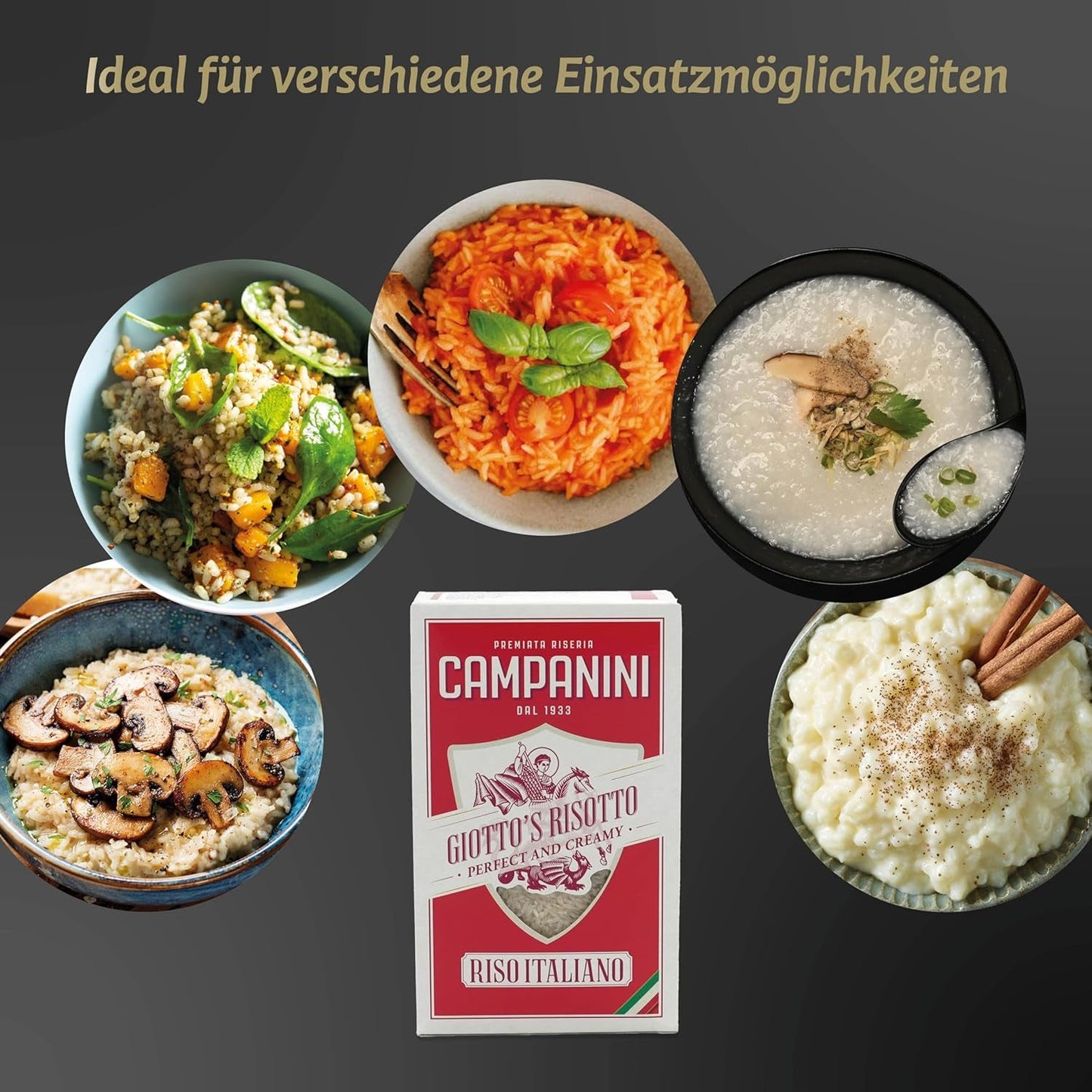 Riso originale per risotti | Riso Campanini per risotti | 1000g| dall'Italia | Risotti e zuppe