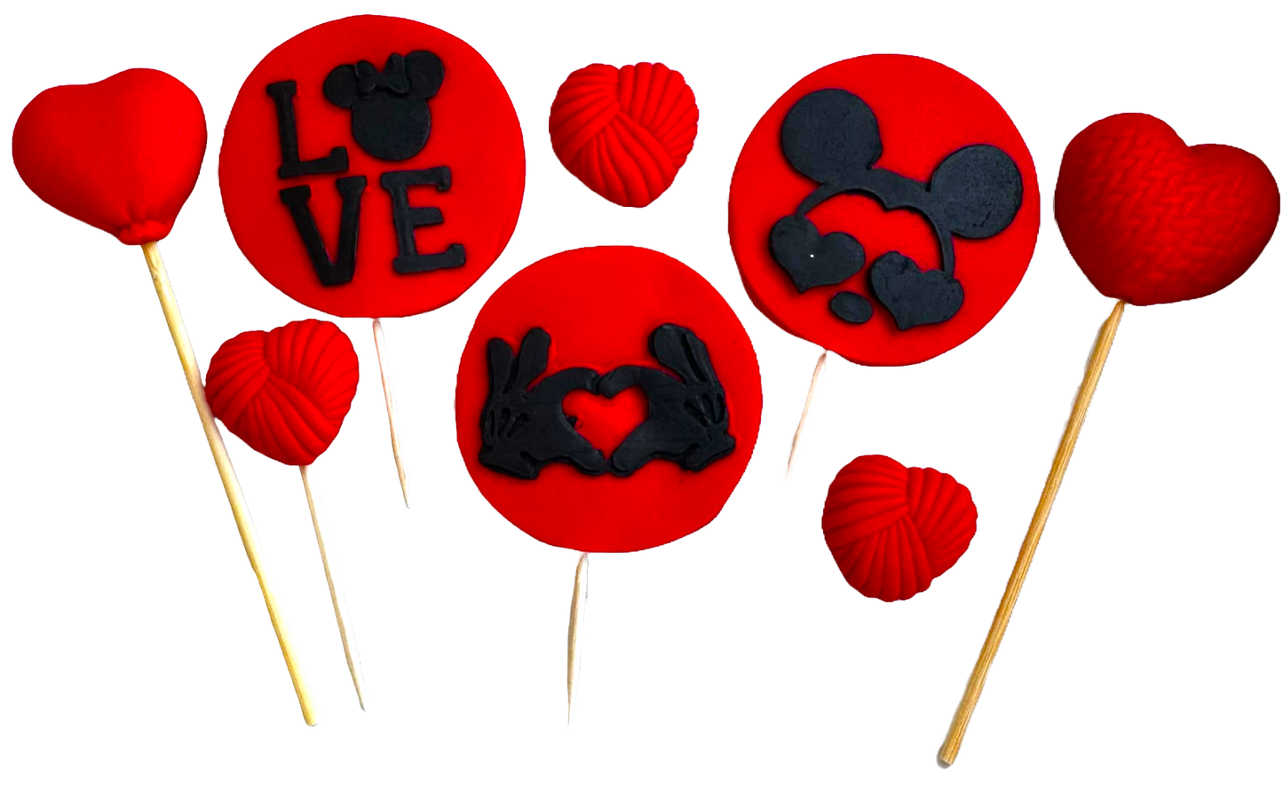 Set di 8 decorazioni commestibili in pasta di zucchero, LOVE Decorazioni in Pasta di Zucchero Naty Shop