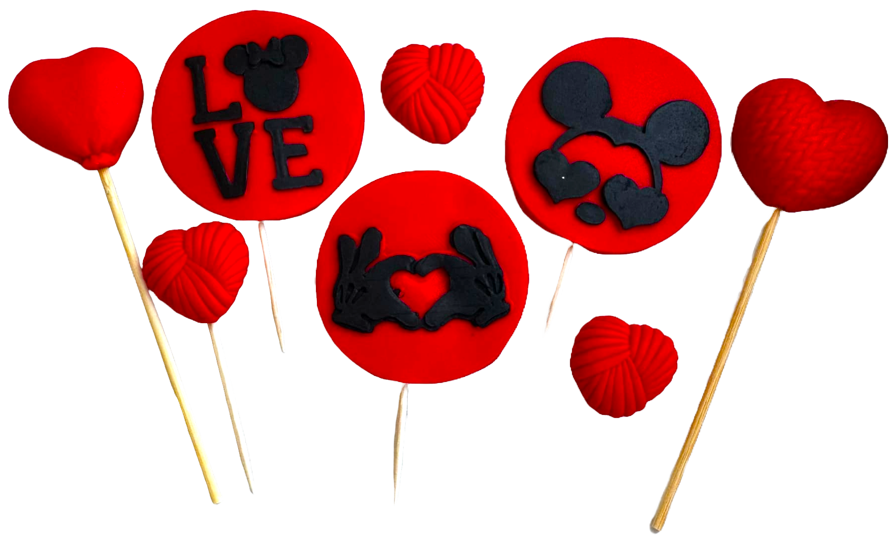 Set di 8 decorazioni commestibili in pasta di zucchero, LOVE Decorazioni in Pasta di Zucchero Naty Shop