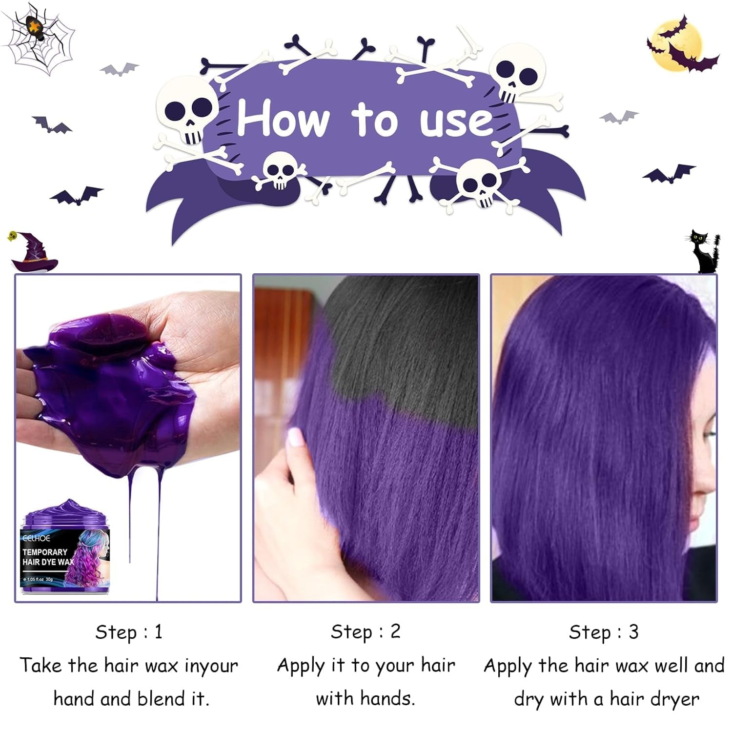 Halloween Tinture Per Capelli Temporanee 4 Colori Colore Dei Capelli Cera Per Lo Styling Dei Capelli Tono Per Gli Uomini Le Donne Halloween Cosplay Del Partito Tinture Per Capelli Naty Negozio