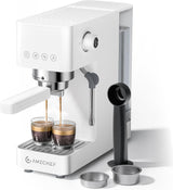 Macchina per caffè espresso AMZCHEF da 20 bar, display LED, montalatte professionale e lancia vapore in acciaio inossidabile, serbatoio rimovibile da 1,5 l, riscaldamento rapido 1350 W, bianco