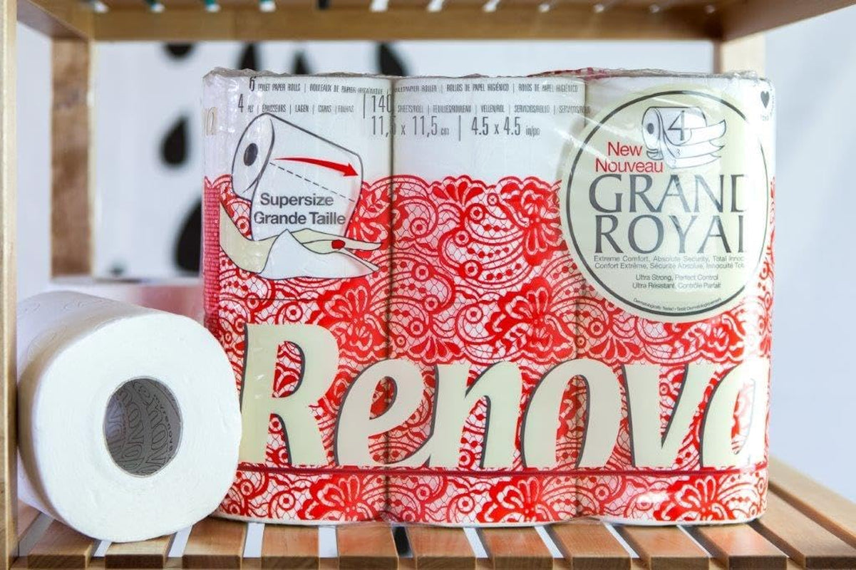 Carta igienica Renova Grand Royal, 18 rotoli Premium XXL, 4 strati, morbida e resistente