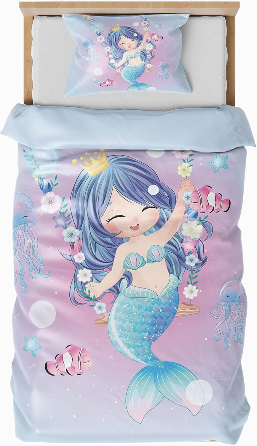 Biancheria letto per bambini varie misure e vari personaggi animati Biancheria letto - bambini Naty Shop Sirena (modello 1) 135X200Cm+80X80Cm