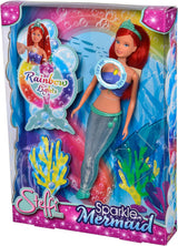 Simba 105733656 - Steffi Love Bambola Sirena Scintillante (39 cm) - Sirena Luminosa che Cambia Colore Arcobaleno Luminoso Giocattolo Impermeabile per Bambini dai 3 Anni in su