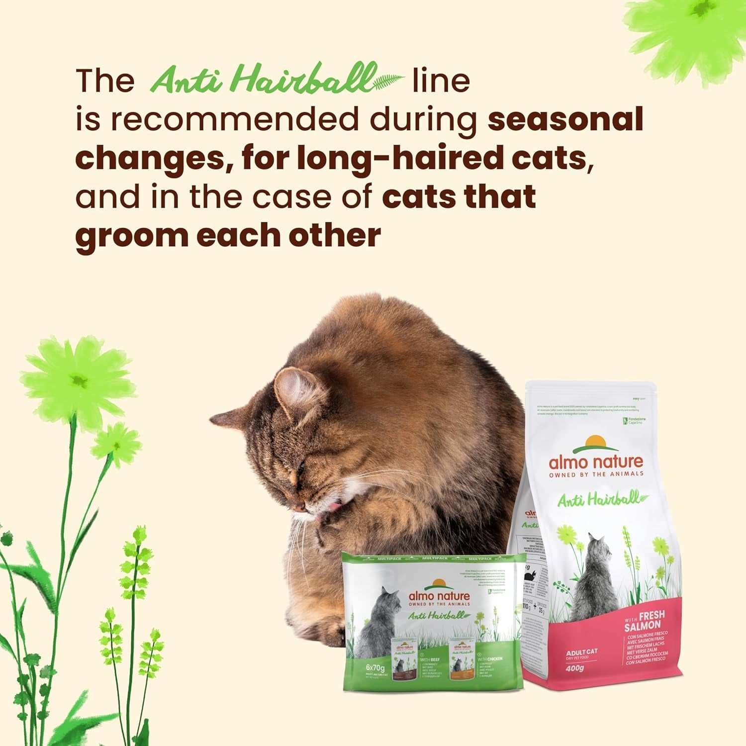 Almo Nature Functional - Anti-boli di pelo - Alimento umido per gatti adulti e maturi - con cuccioli - Combatte la formazione dei boli di pelo - 70 g (confezione da 30)