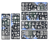 JMEOWIO Nail Stamping Stencil Halloween 6 pezzi Nagelstempel Stencil Nail Art Dekoration Nageldesign Zubehör Böse Gruselige Kürbis-Geisterhexe