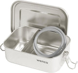 Wenco Portapranzo in Acciaio Inossidabile 2 Scomparti Grande Capacità 850ml Portapranzo Impermeabile Lavabile in Lavastoviglie Incluso Anello in Silicone di Ricambio 18,5 x 14 x 5,5 cm Argento (Confezione da 2) Naty Shop Scatole per Alimenti 650ml