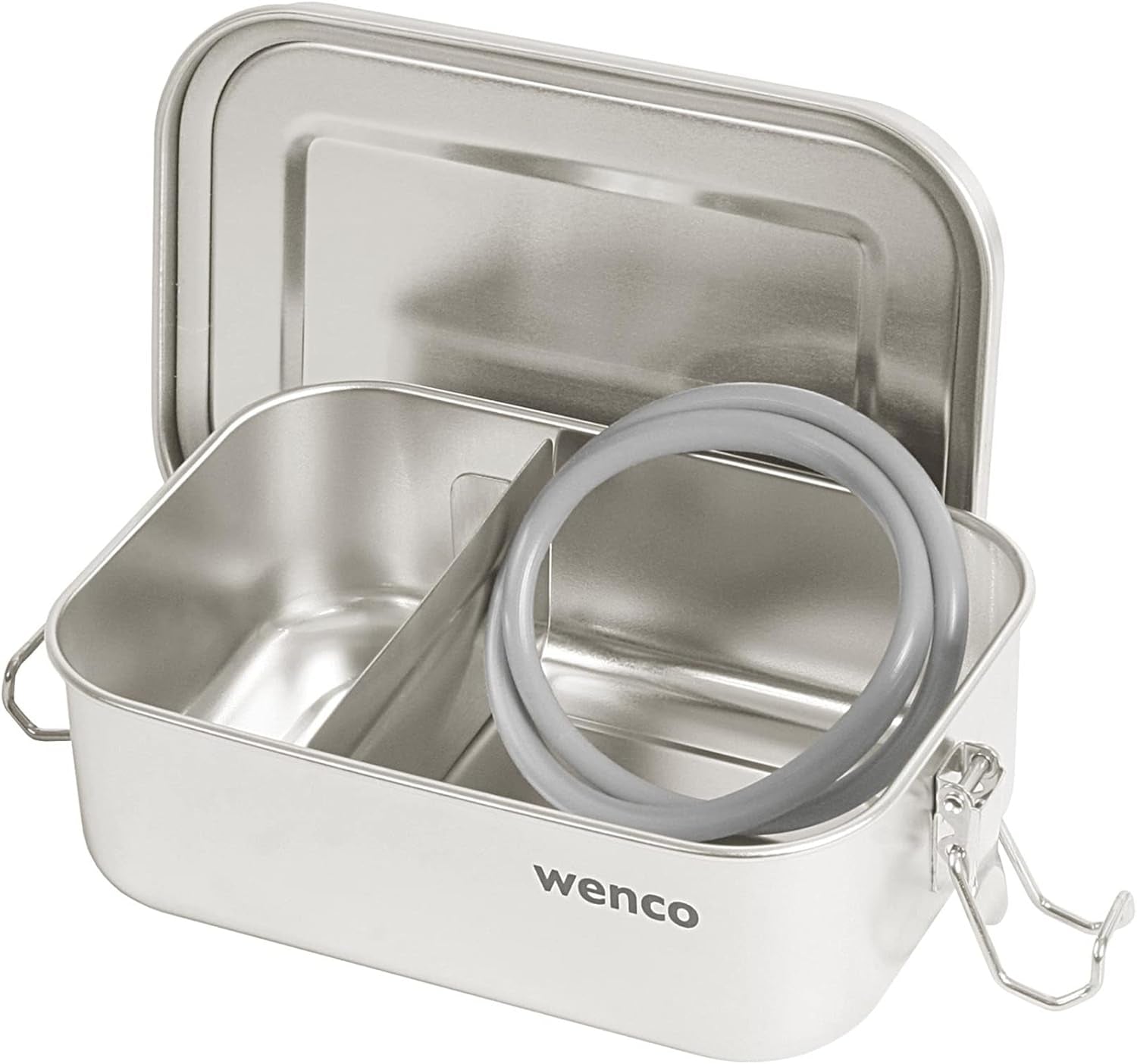 Wenco Portapranzo in Acciaio Inossidabile 2 Scomparti Grande Capacità 850ml Portapranzo Impermeabile Lavabile in Lavastoviglie Incluso Anello in Silicone di Ricambio 18,5 x 14 x 5,5 cm Argento (Confezione da 2) Naty Shop Scatole per Alimenti 650ml