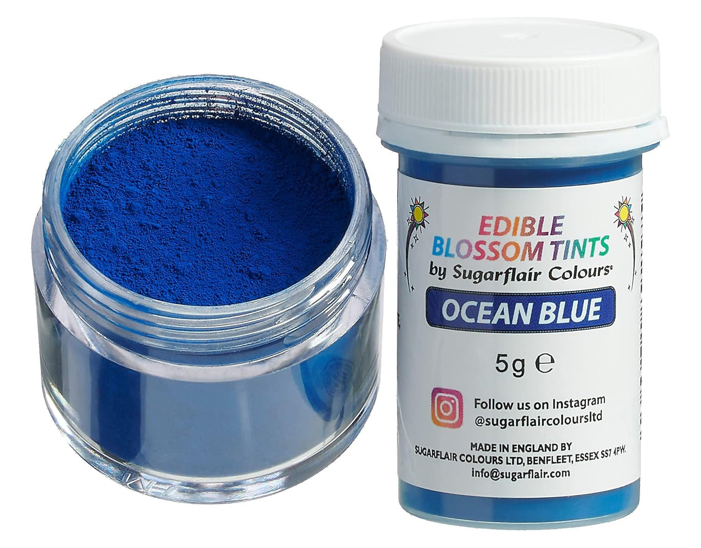 Sugarflair Blossom Tint Dust Ocean Blue - Colorante alimentare in polvere per decorazioni di torte, fondente, glassa, cioccolato, crema al burro, macaron e altro - 5G