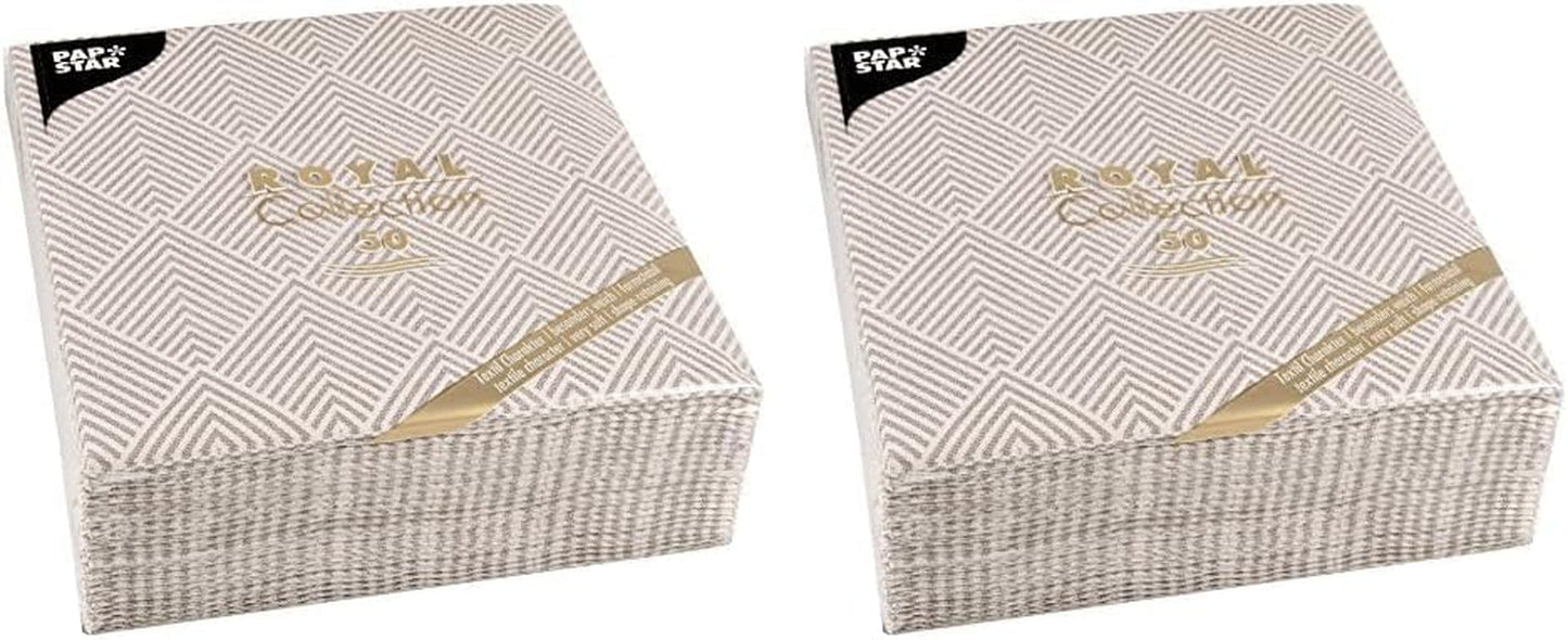 Papstar, 50 tovaglioli "ROYAL Collection" piega 1/4 40 cm x 40 cm "Elegance" Marrone, #86498 (confezione da 2)