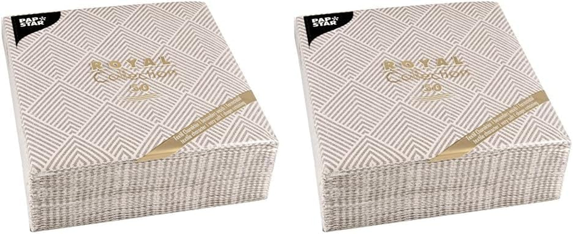Papstar, 50 tovaglioli "ROYAL Collection" piega 1/4 40 cm x 40 cm "Elegance" Marrone, #86498 (confezione da 2)