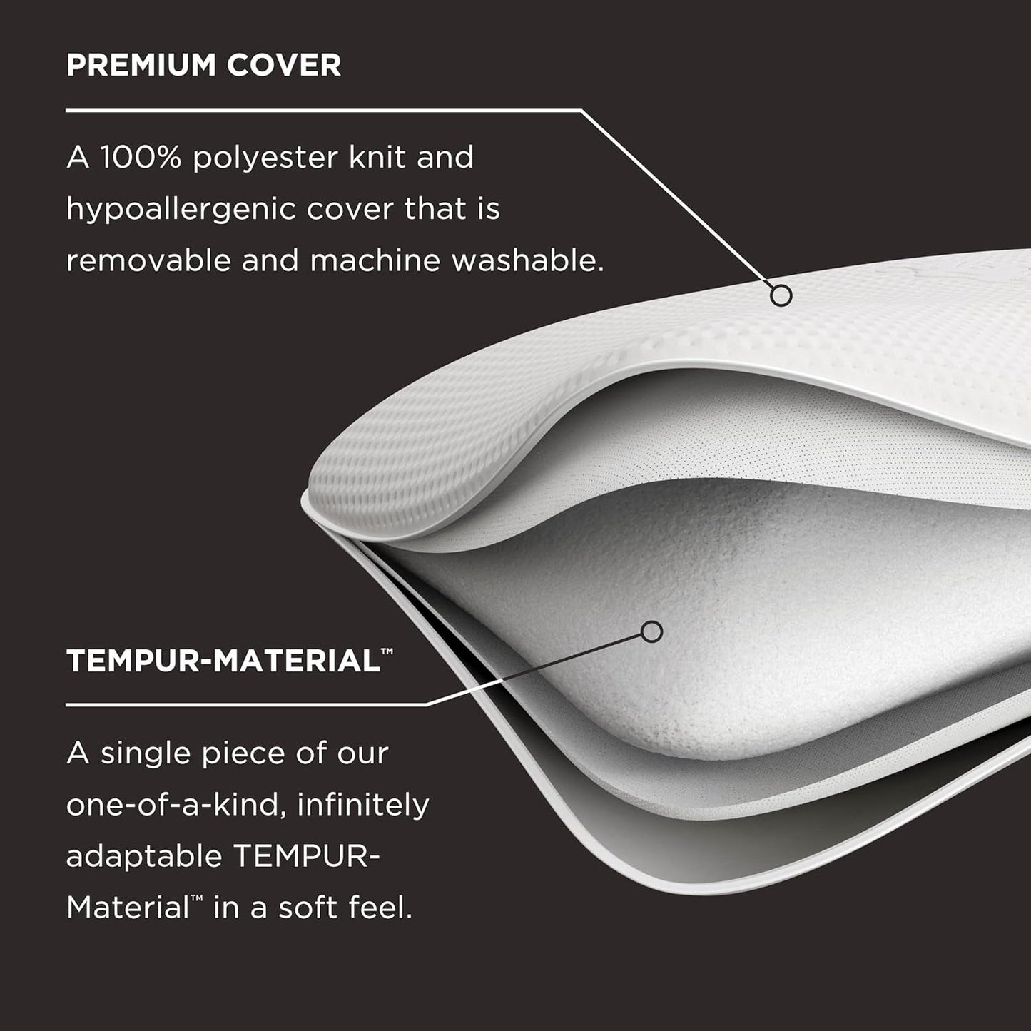 Cuscino Symphony TEMPUR-PEDIC In memory foam, Lussuoso, Morbido, Standard, Bianco Cuscini standard Naty Shop